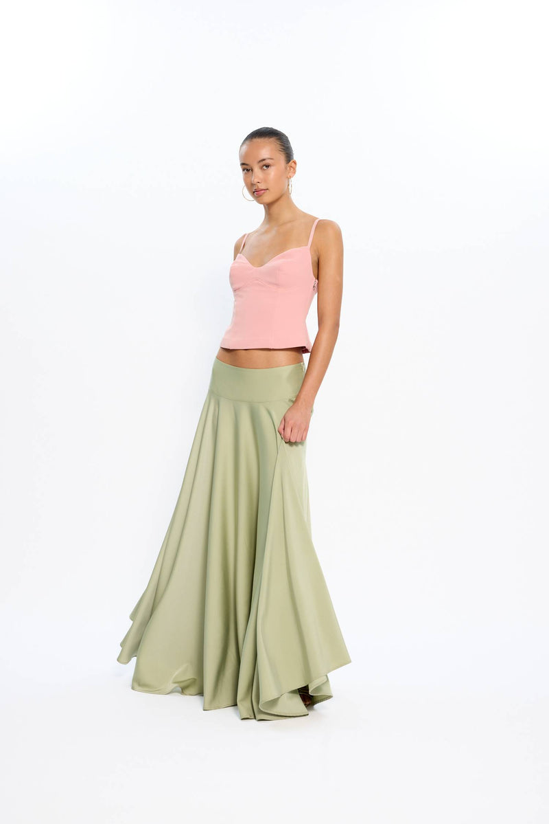 Basque Full Skirt | Pistachio Green