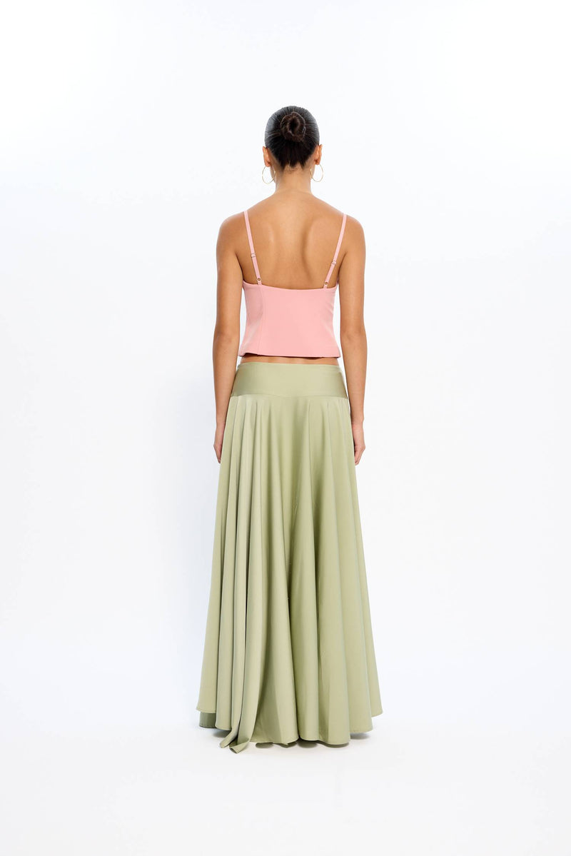 Basque Full Skirt | Pistachio Green