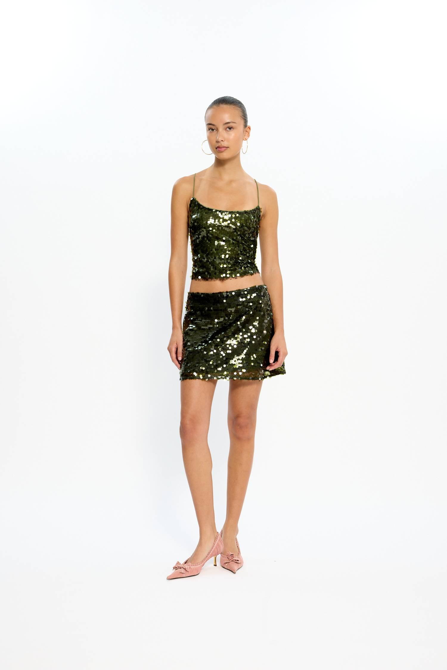 Backless Top | Forest Green Sequin