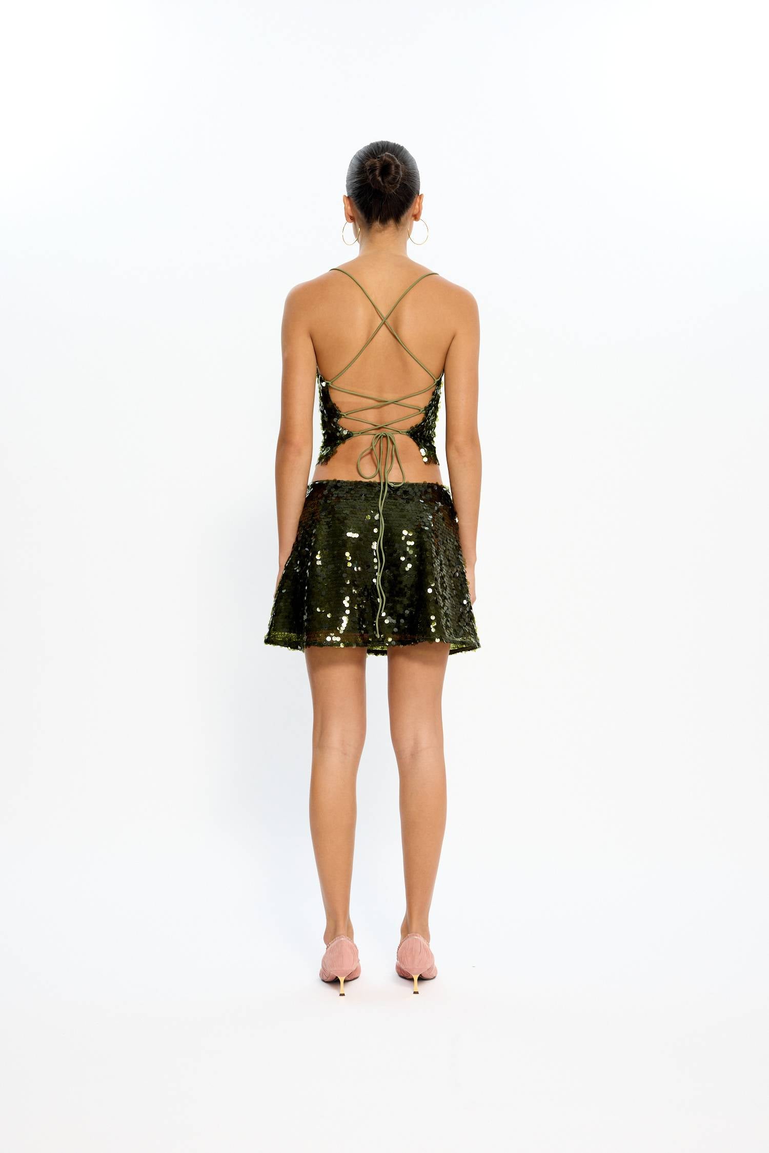 Backless Top | Forest Green Sequin