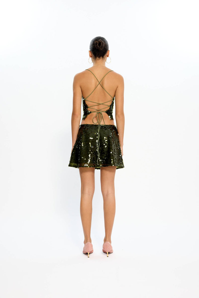 Clara Skirt | Forest Green Sequin