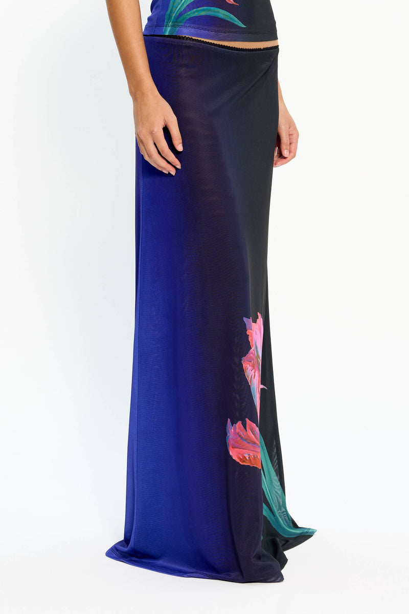 Maxi Skirt | Mesh Cobalt Floral
