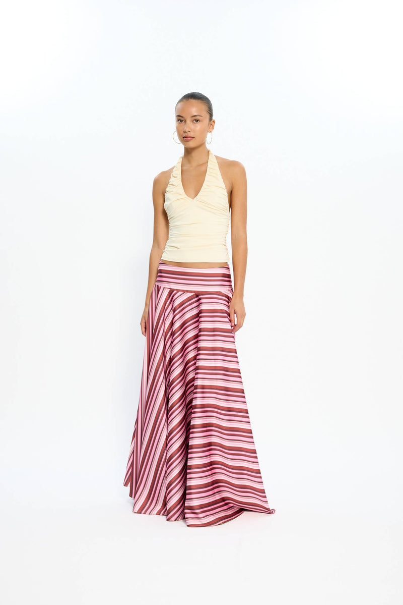 Basque Full Skirt | Magenta Stripe