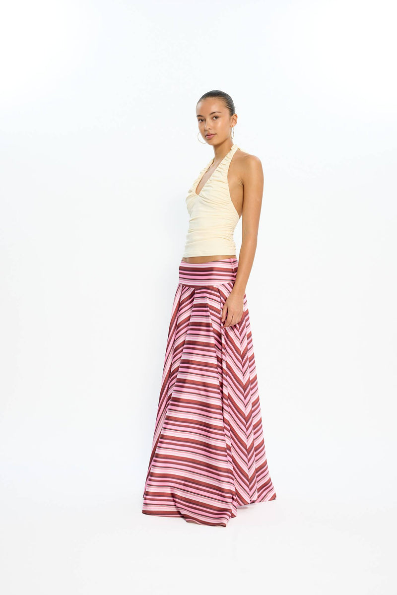 Basque Full Skirt | Magenta Stripe