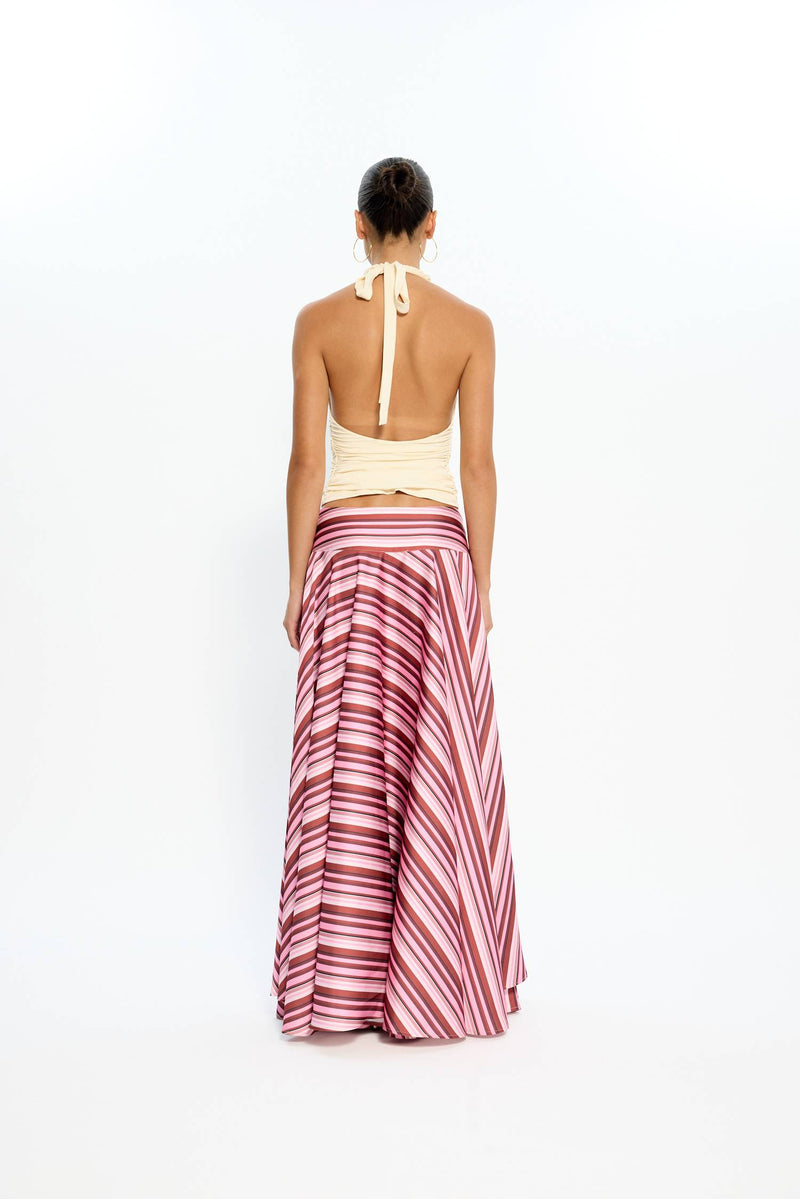 Basque Full Skirt | Magenta Stripe