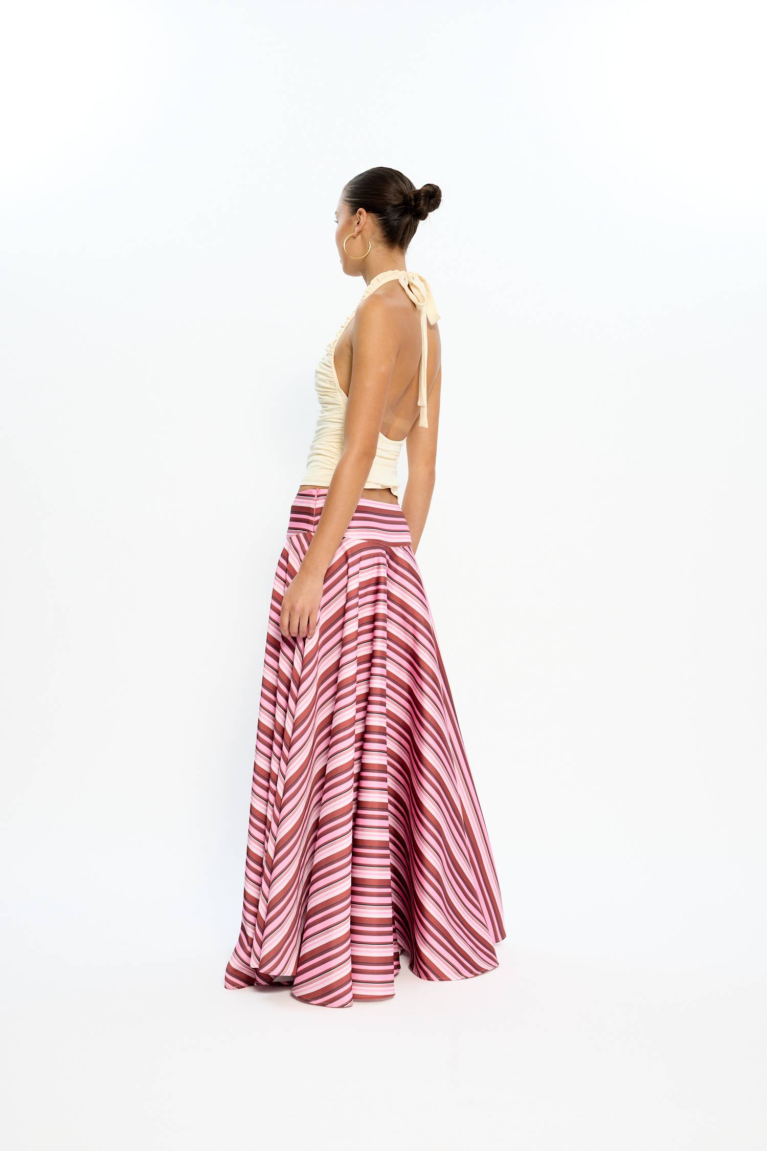Basque Full Skirt | Magenta Stripe
