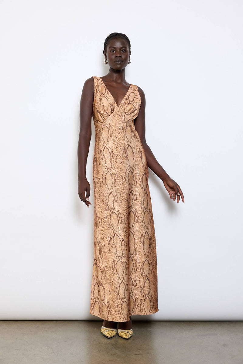 V Neck Maxi Dress | Snake