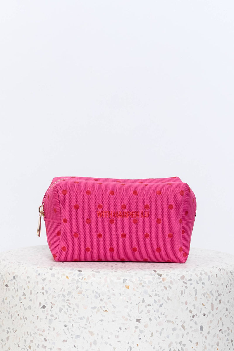 Cosmetic Bag | Fuchsia Polka