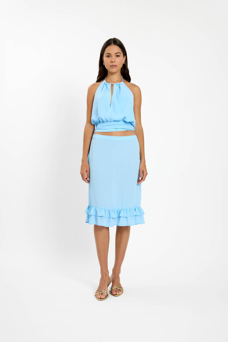 Frill Midi Skirt | Baby Blue