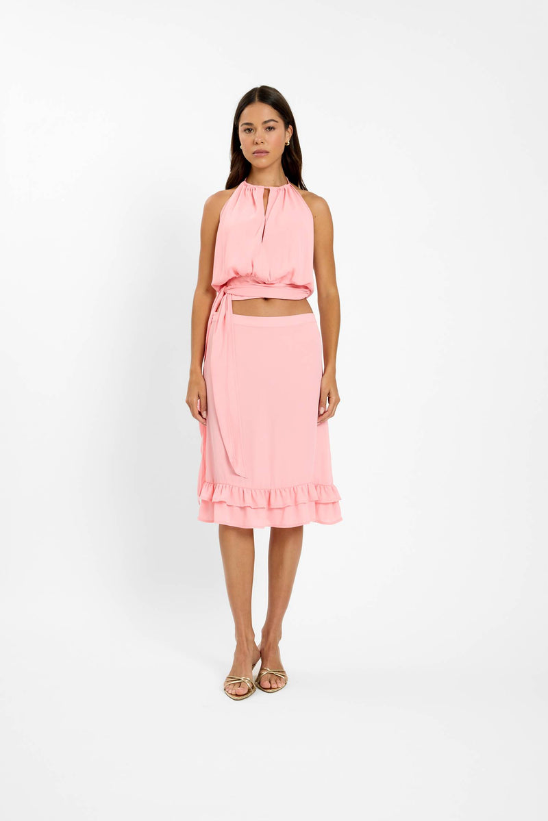 Draped Halter Top | Coral