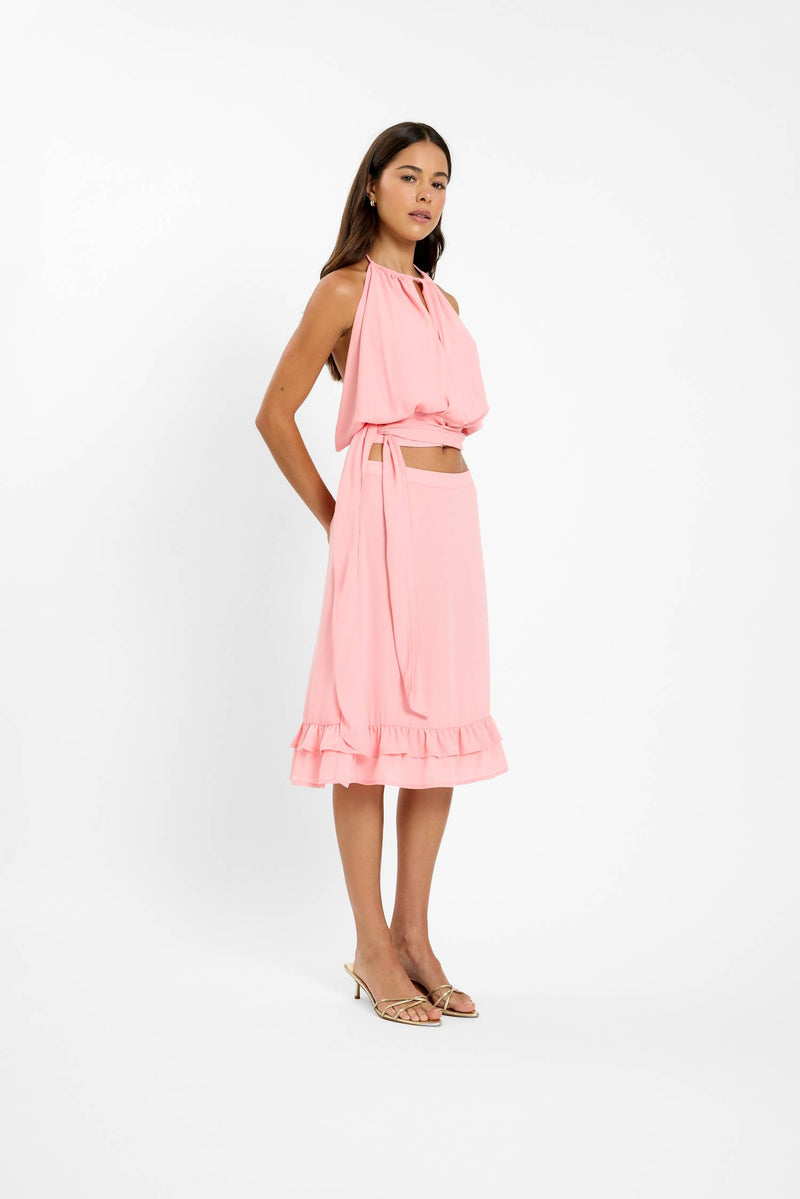 Frill Midi Skirt | Coral