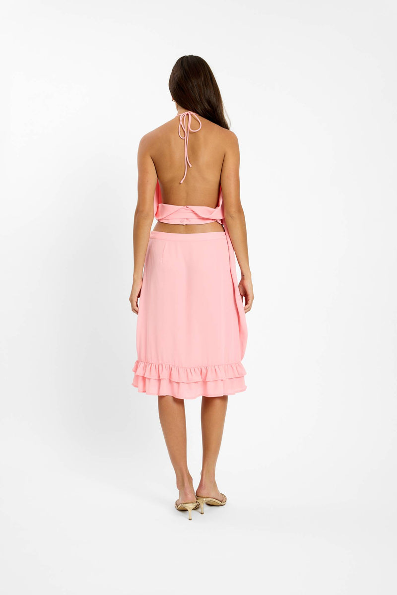 Frill Midi Skirt | Coral