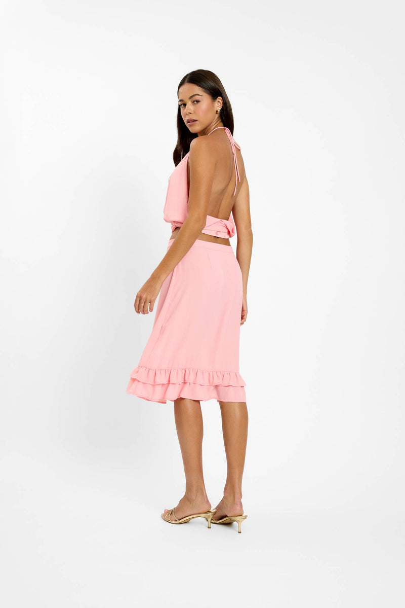 Draped Halter Top | Coral