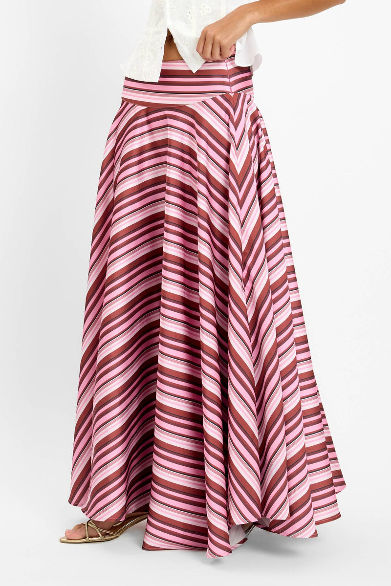 Basque Full Skirt | Magenta Stripe
