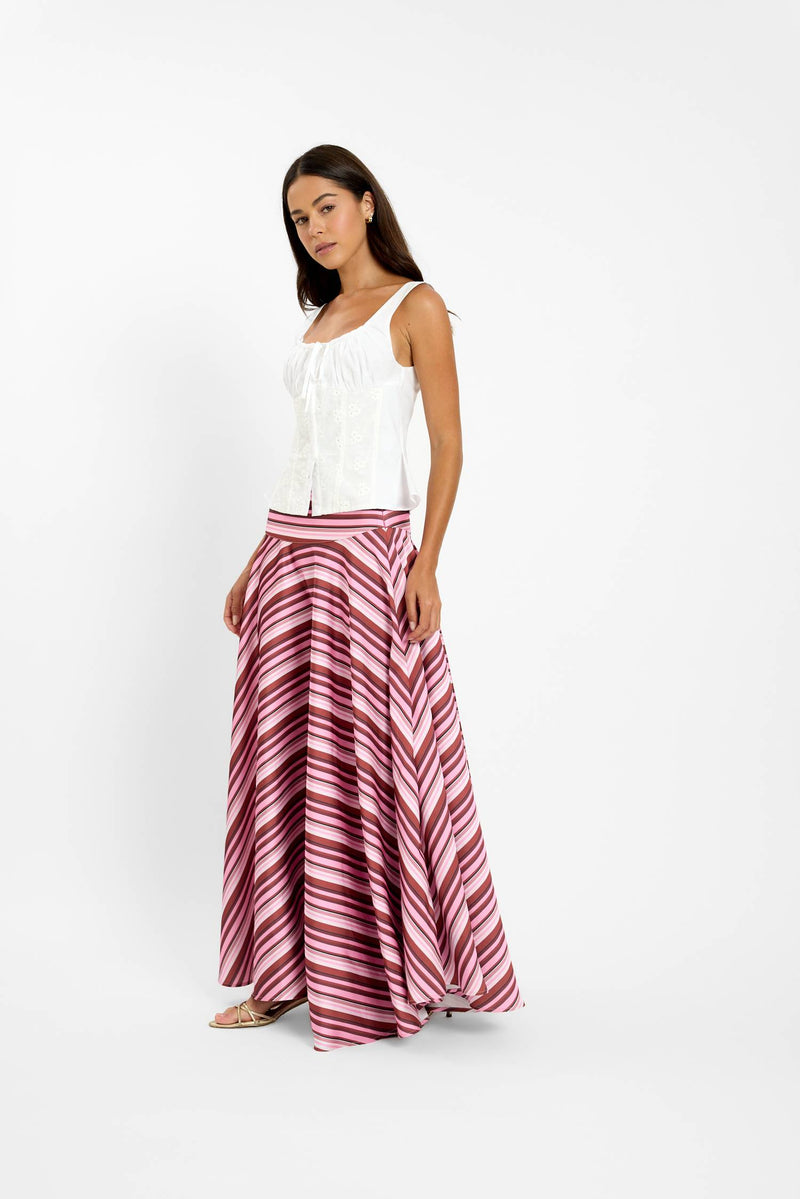 Basque Full Skirt | Magenta Stripe