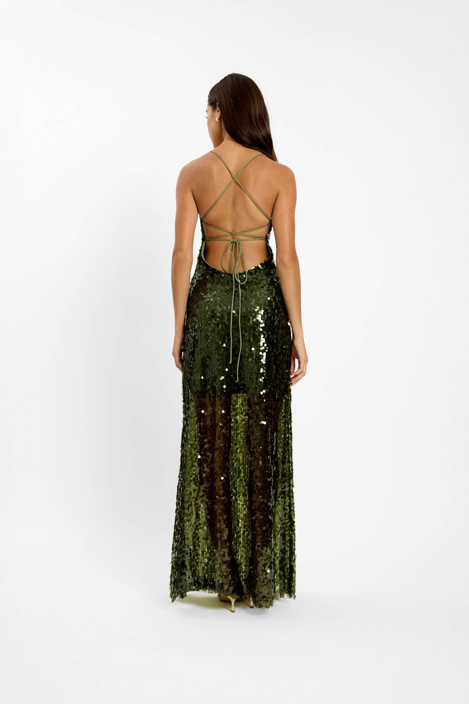 Backless Gown | Forest Green Sequin