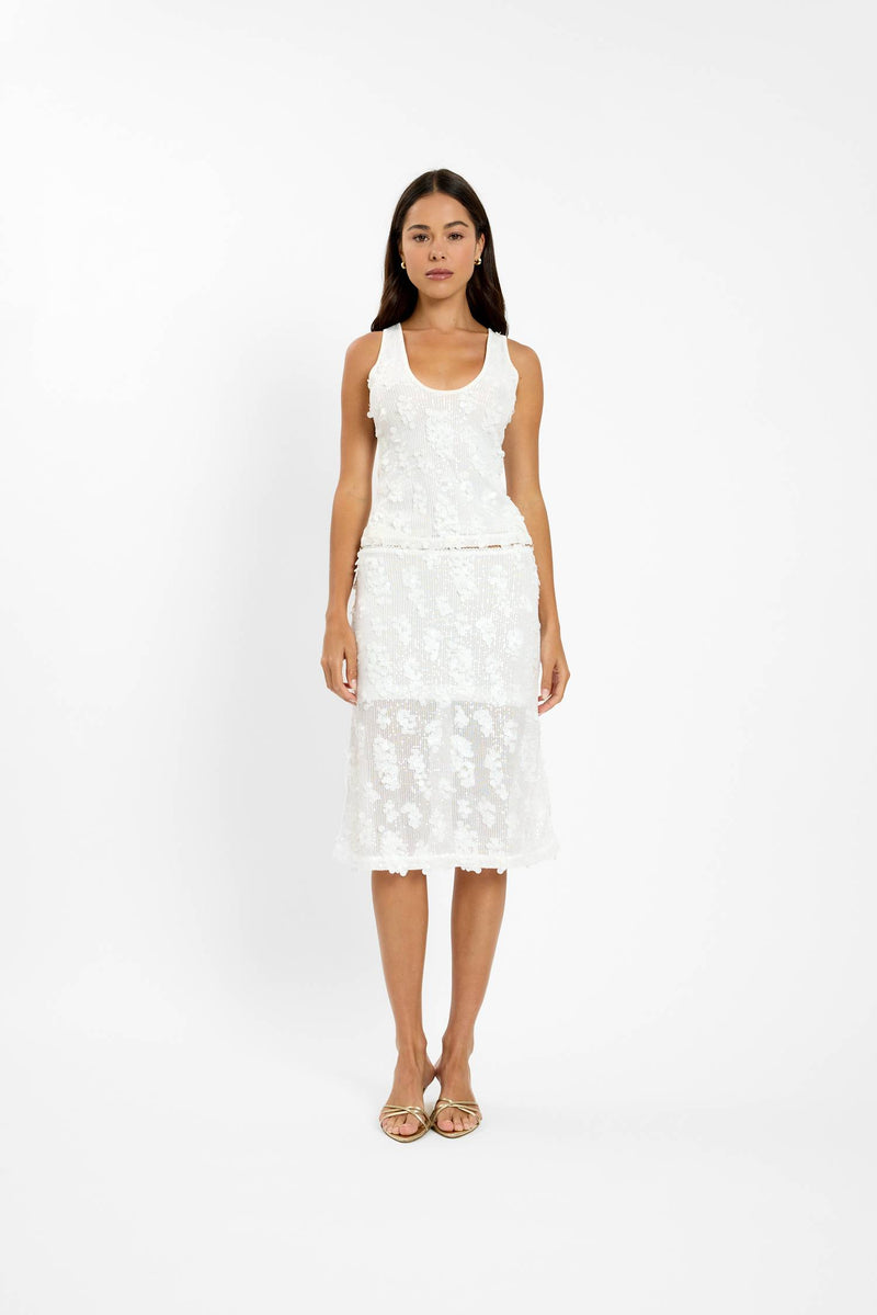 Tank Top Mesh | White Sequin