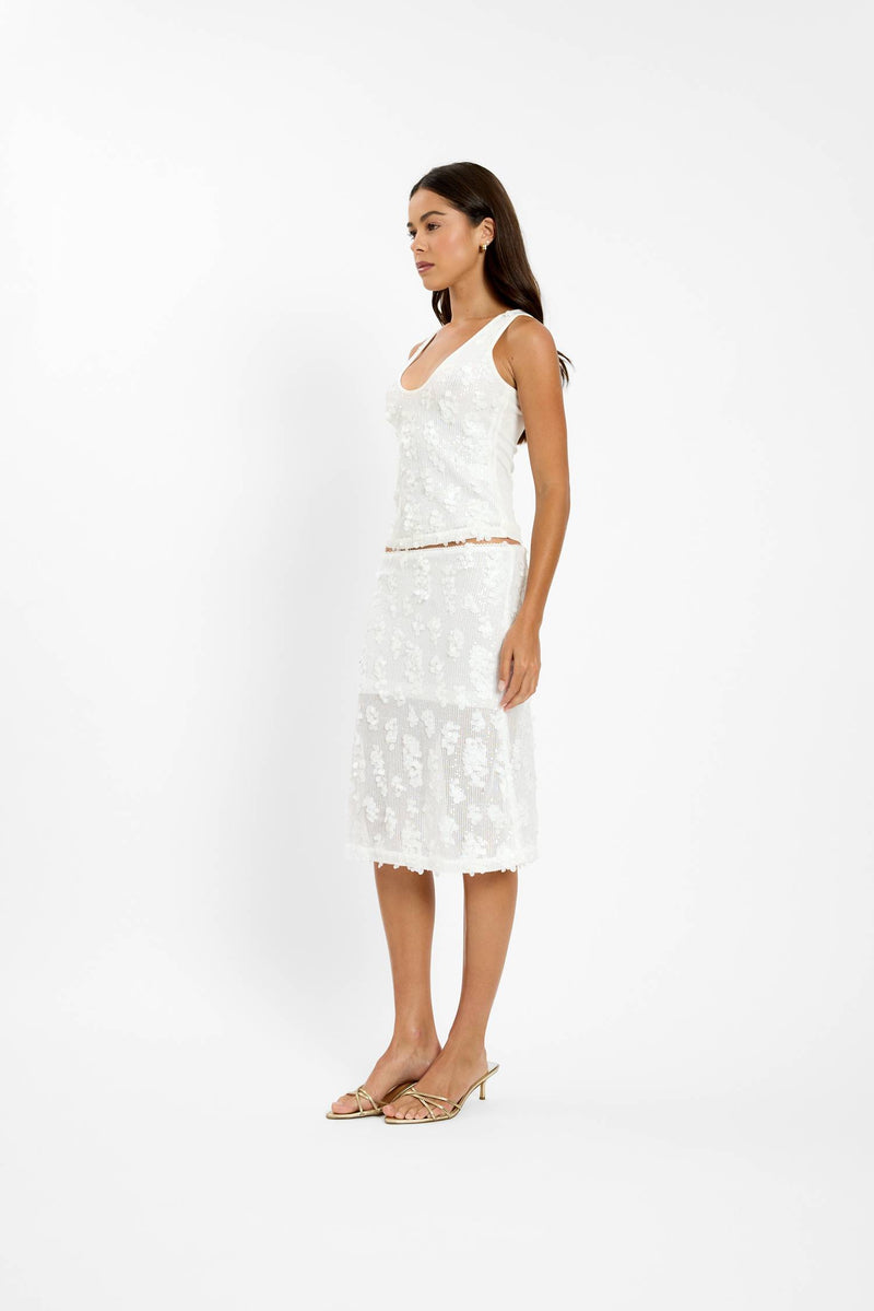 Tank Top Mesh | White Sequin