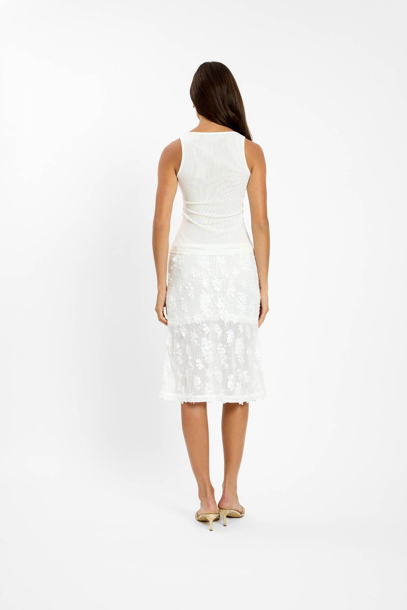 Midi Skirt | White Sequin