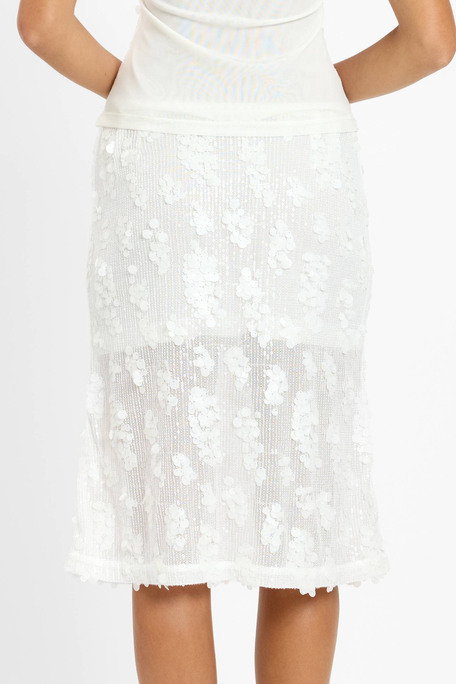 Midi Skirt | White Sequin