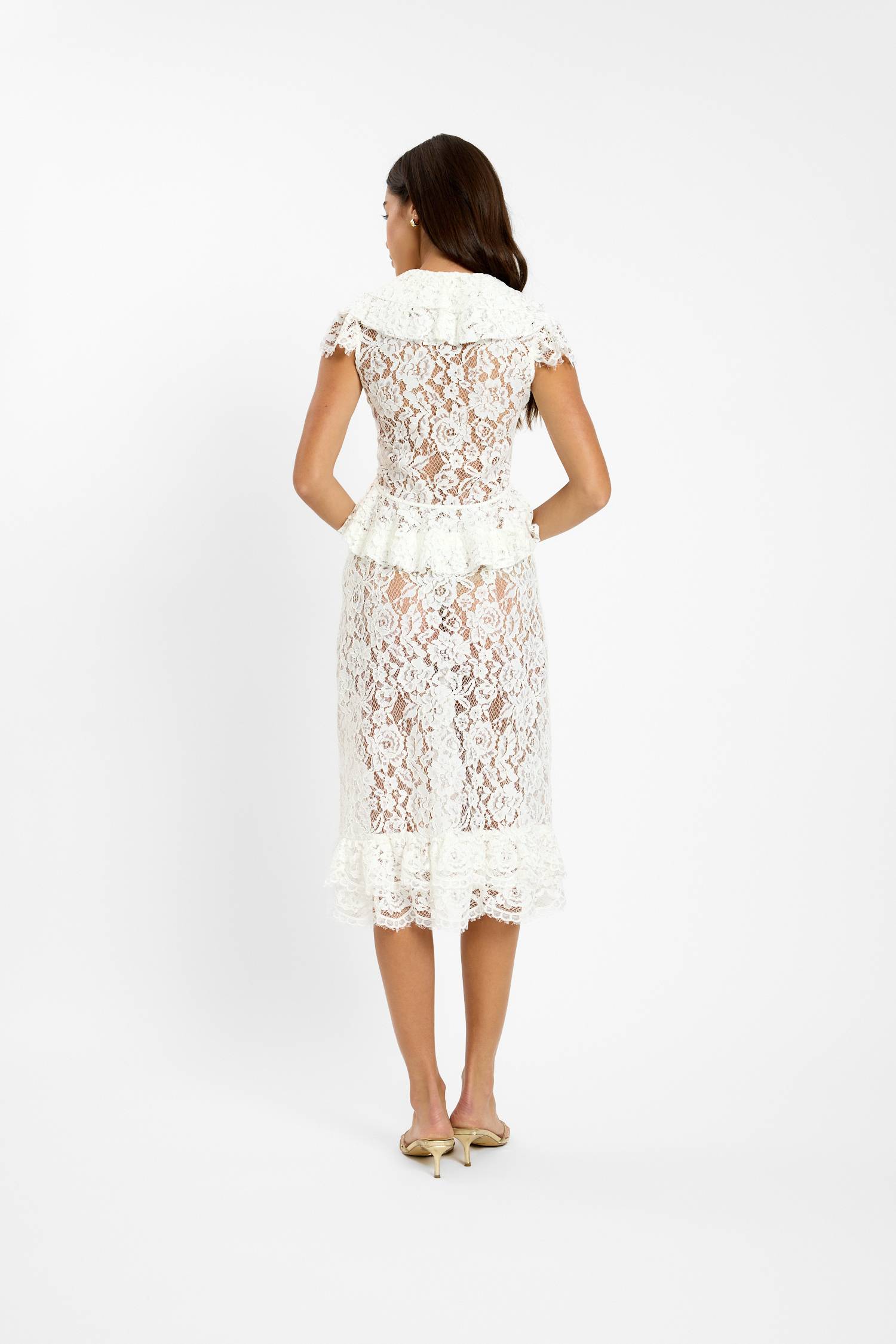 Frill Midi Skirt | White Lace