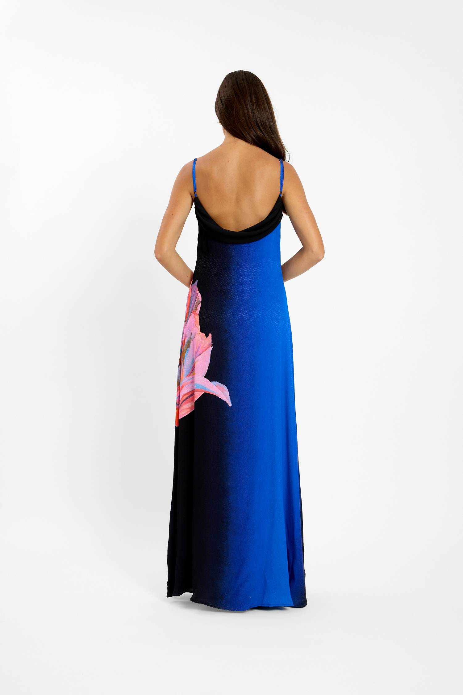 Draped Slip Dress | Cobalt Floral