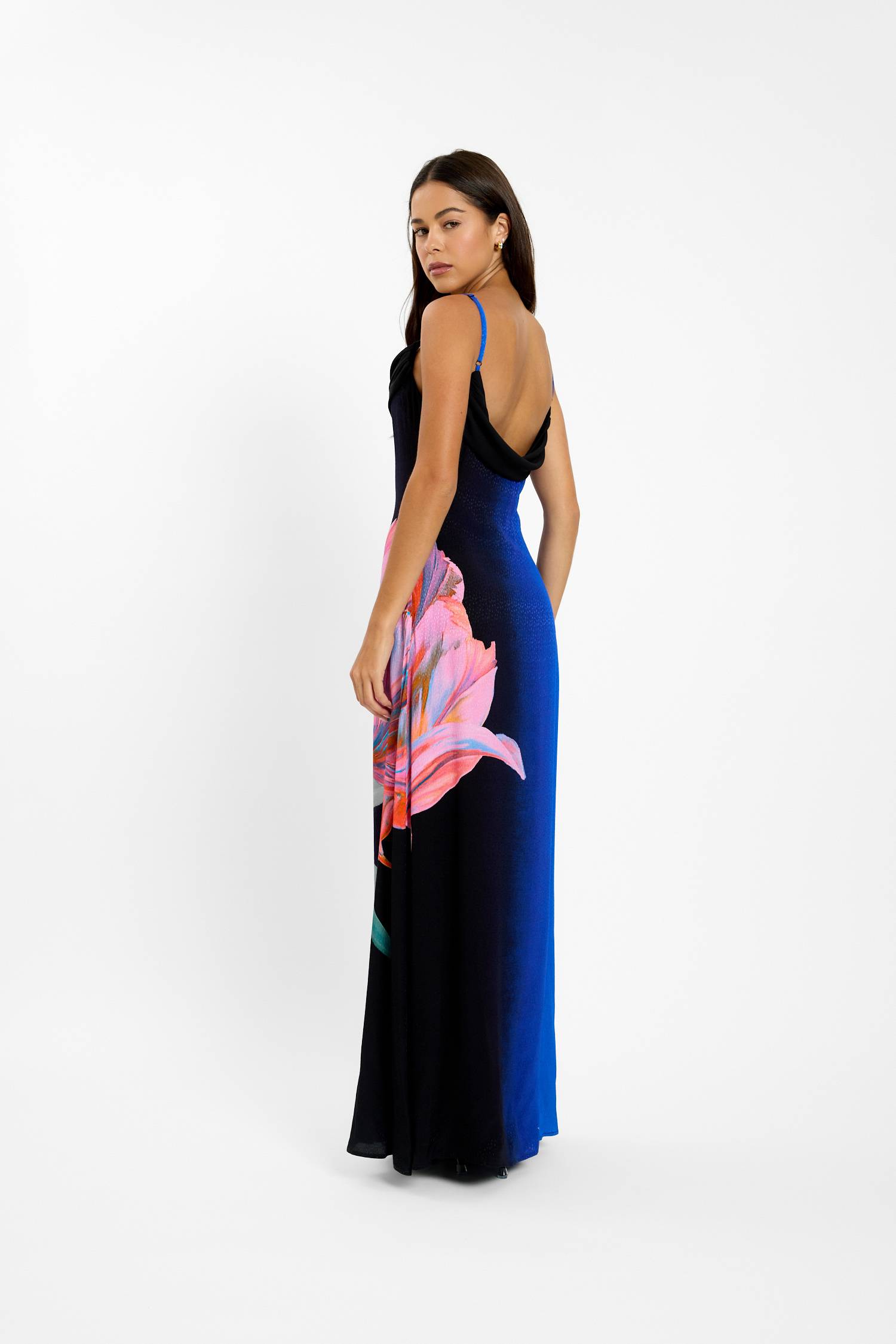 Draped Slip Dress | Cobalt Floral