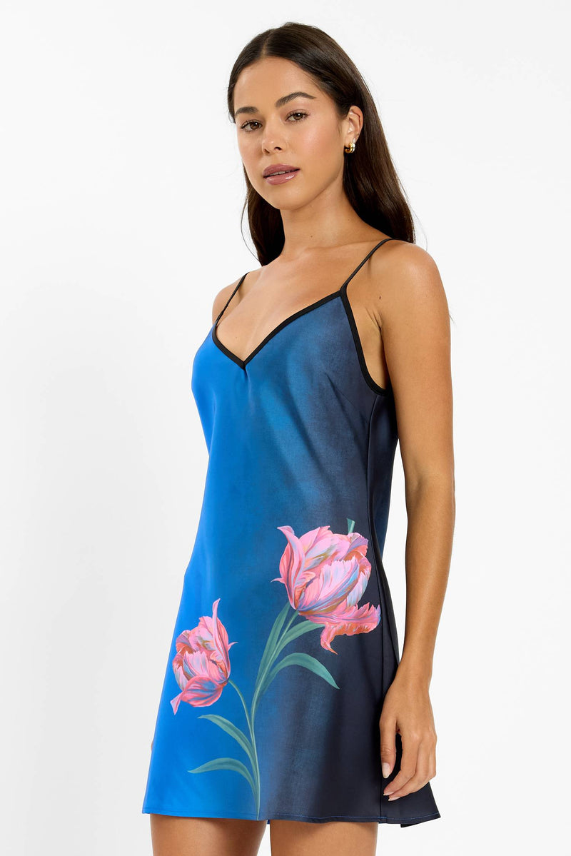Bias Mini Dress | Cobalt Floral