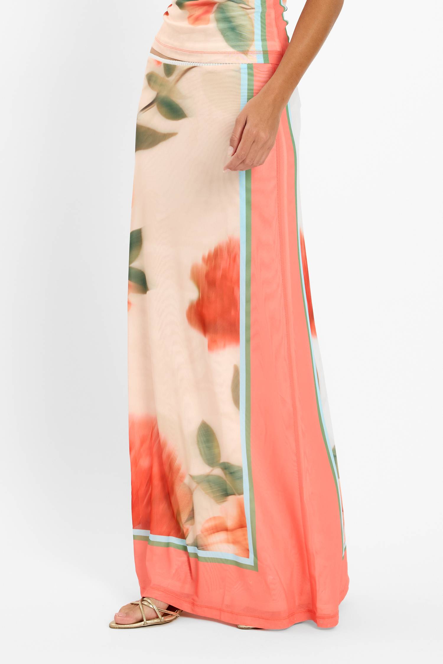 Maxi Skirt | Mesh Peach Floral