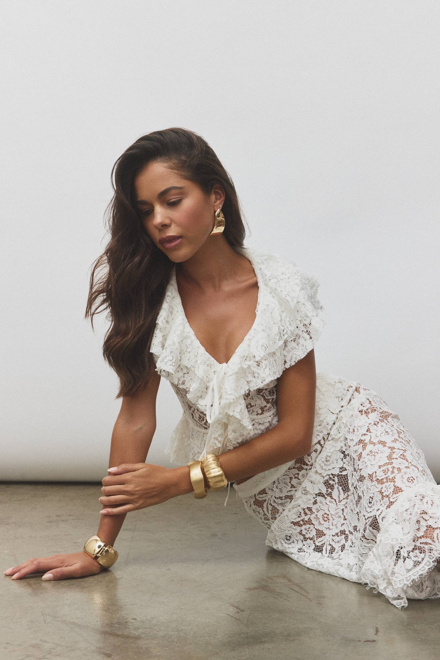 Frill Midi Skirt | White Lace