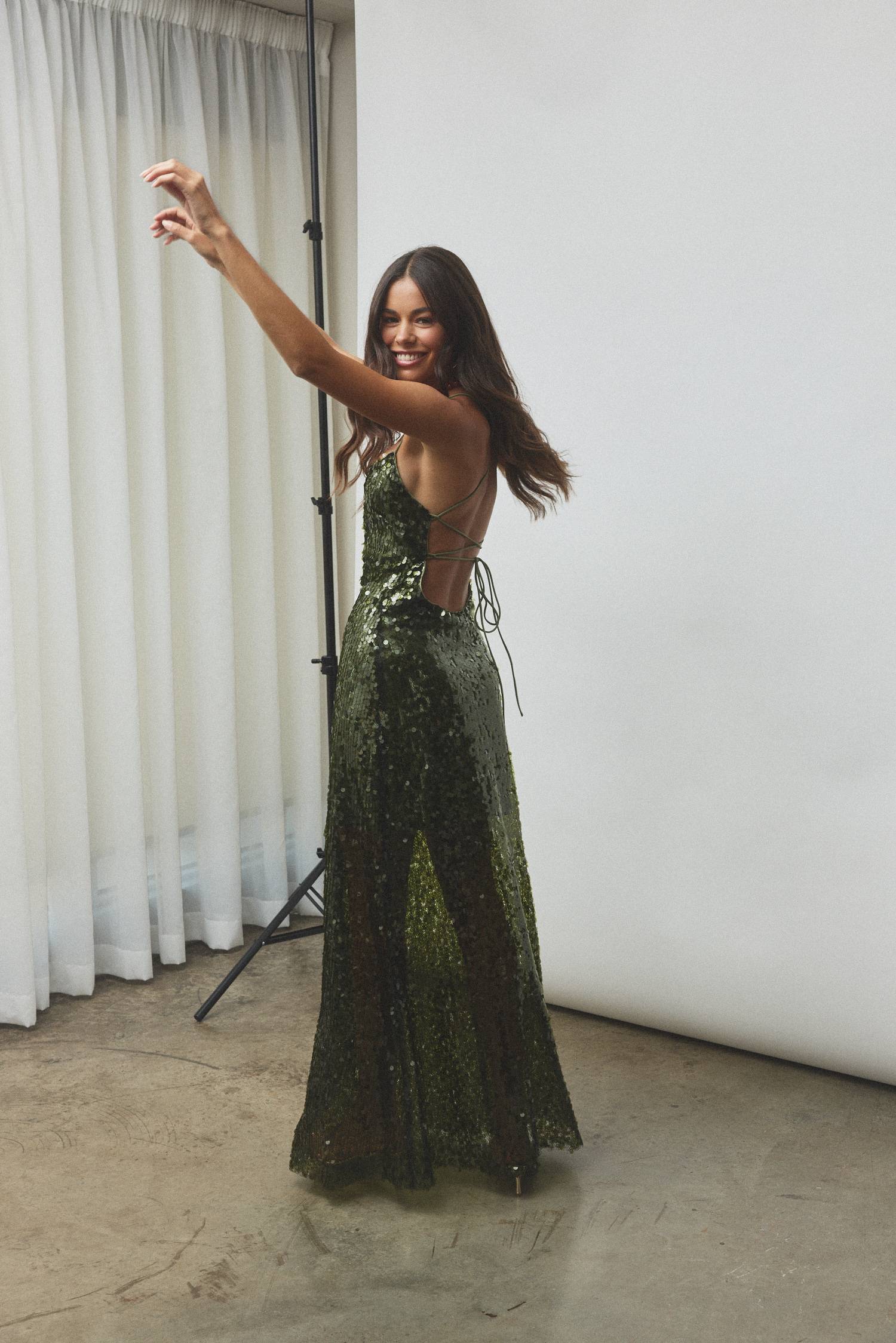 Backless Gown | Forest Green Sequin