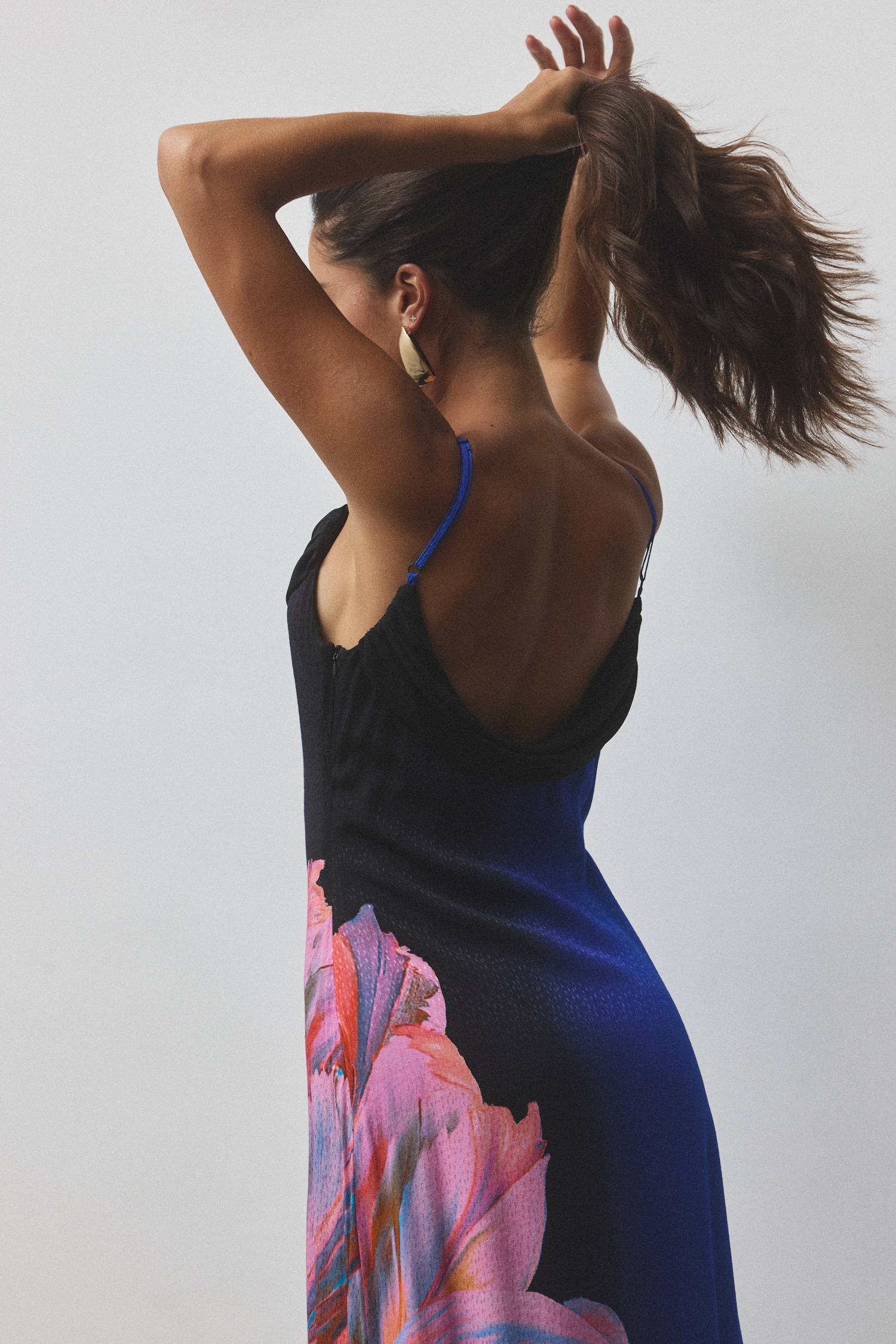 Draped Slip Dress | Cobalt Floral