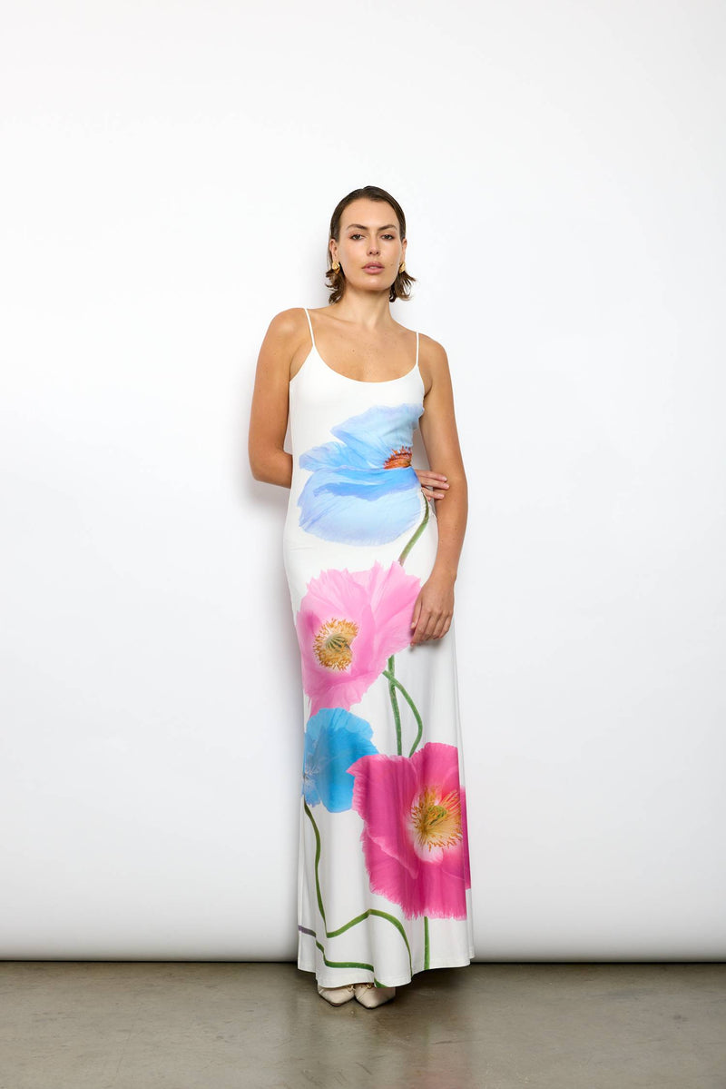 Low Back Maxi Dress | Azure Poppy