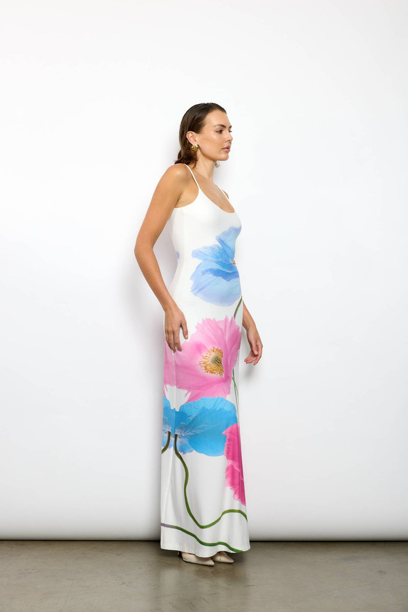 Low Back Maxi Dress | Azure Poppy