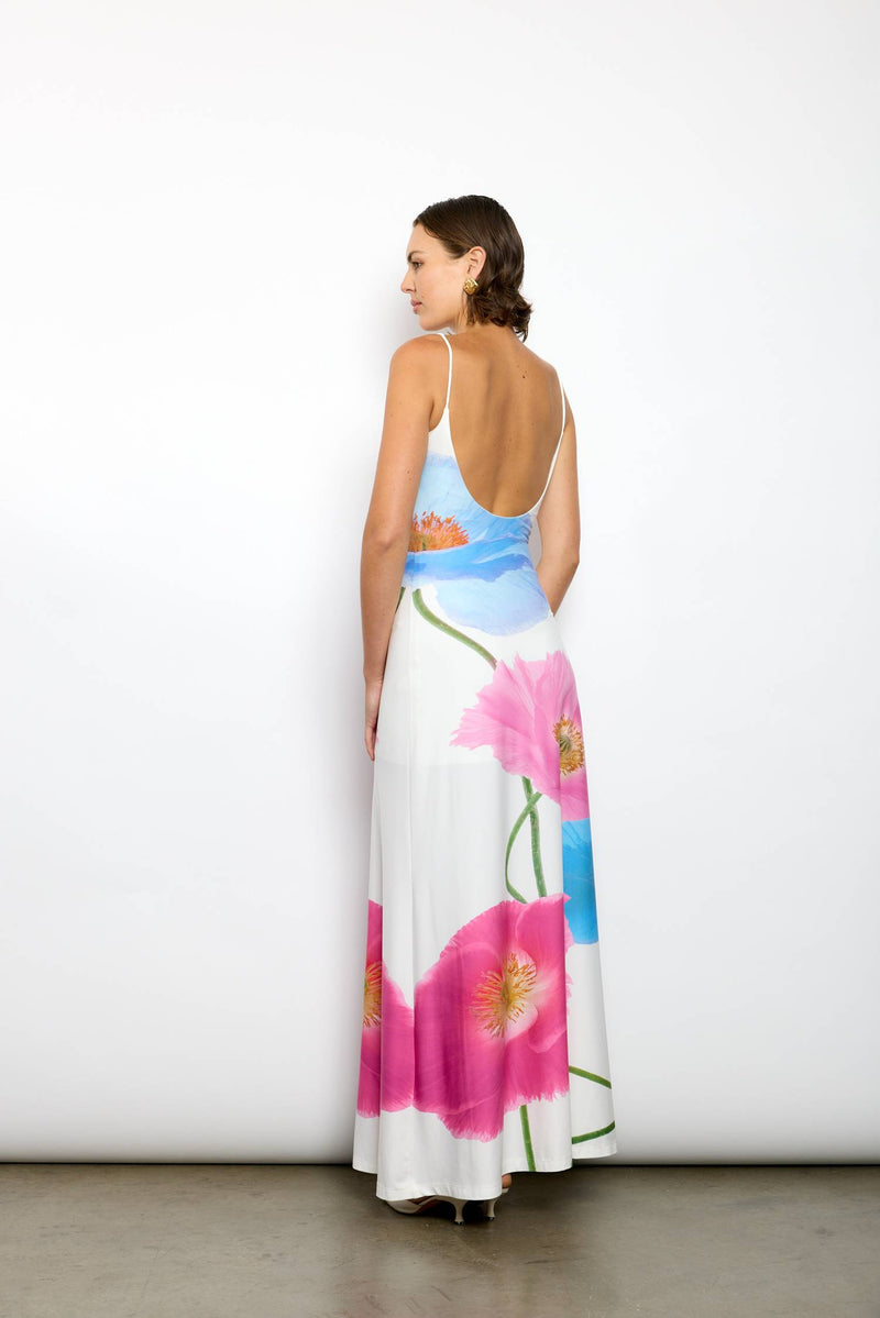 Low Back Maxi Dress | Azure Poppy