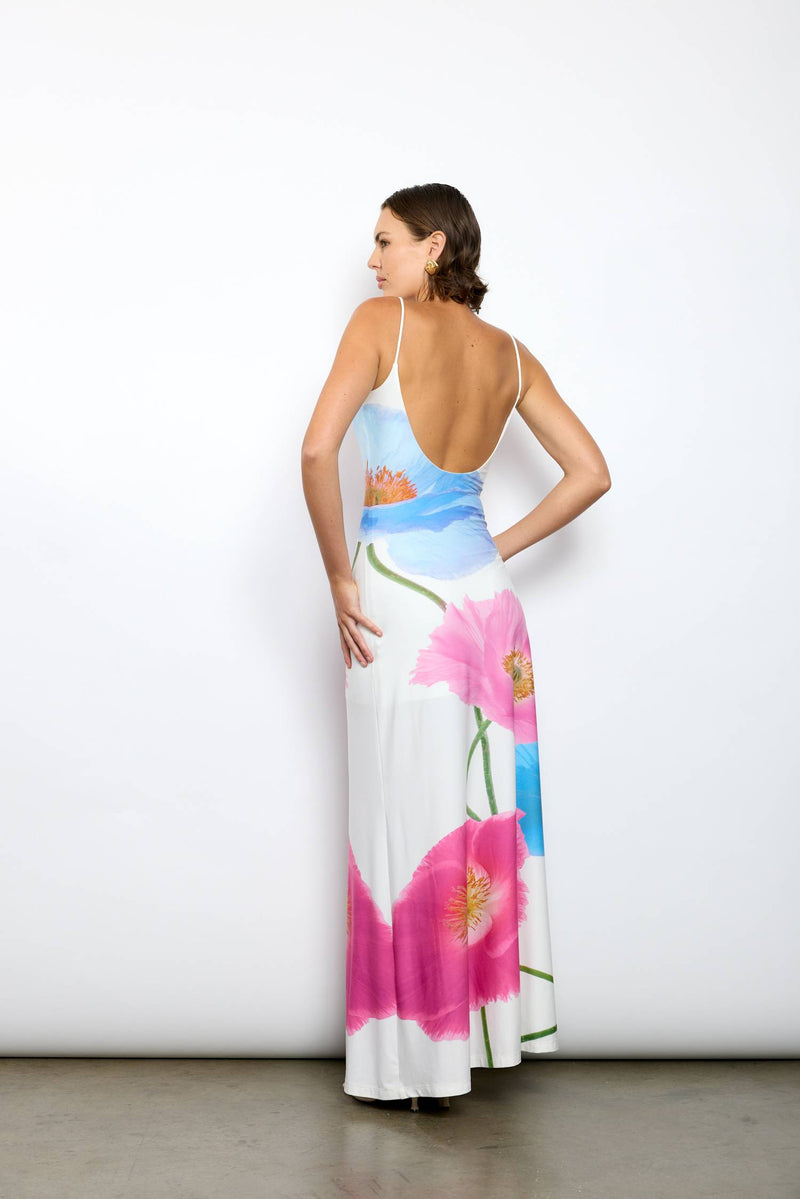 Low Back Maxi Dress | Azure Poppy