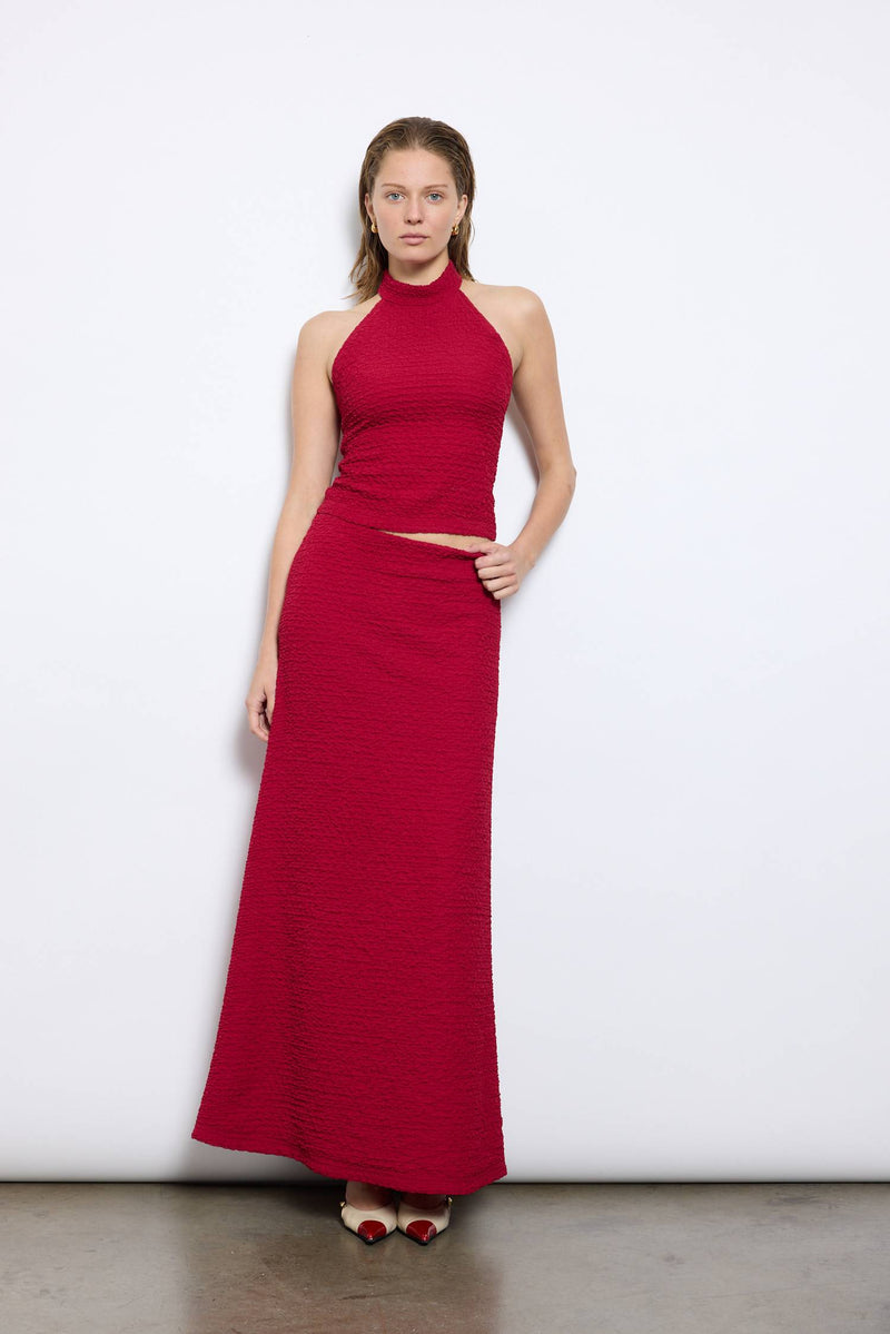 Textured Halter Top | Deep Red