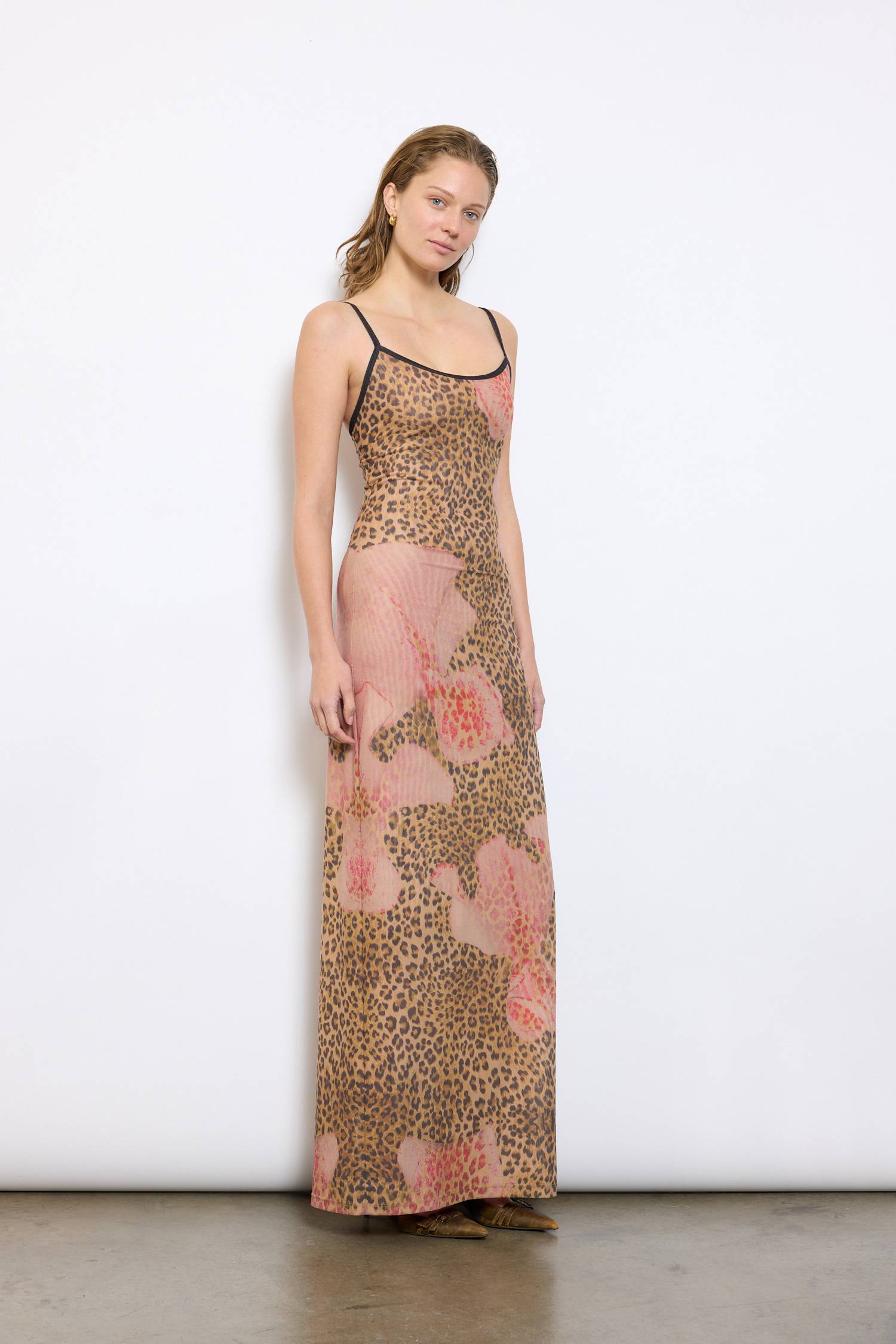 Slip Dress | Mesh Leopard