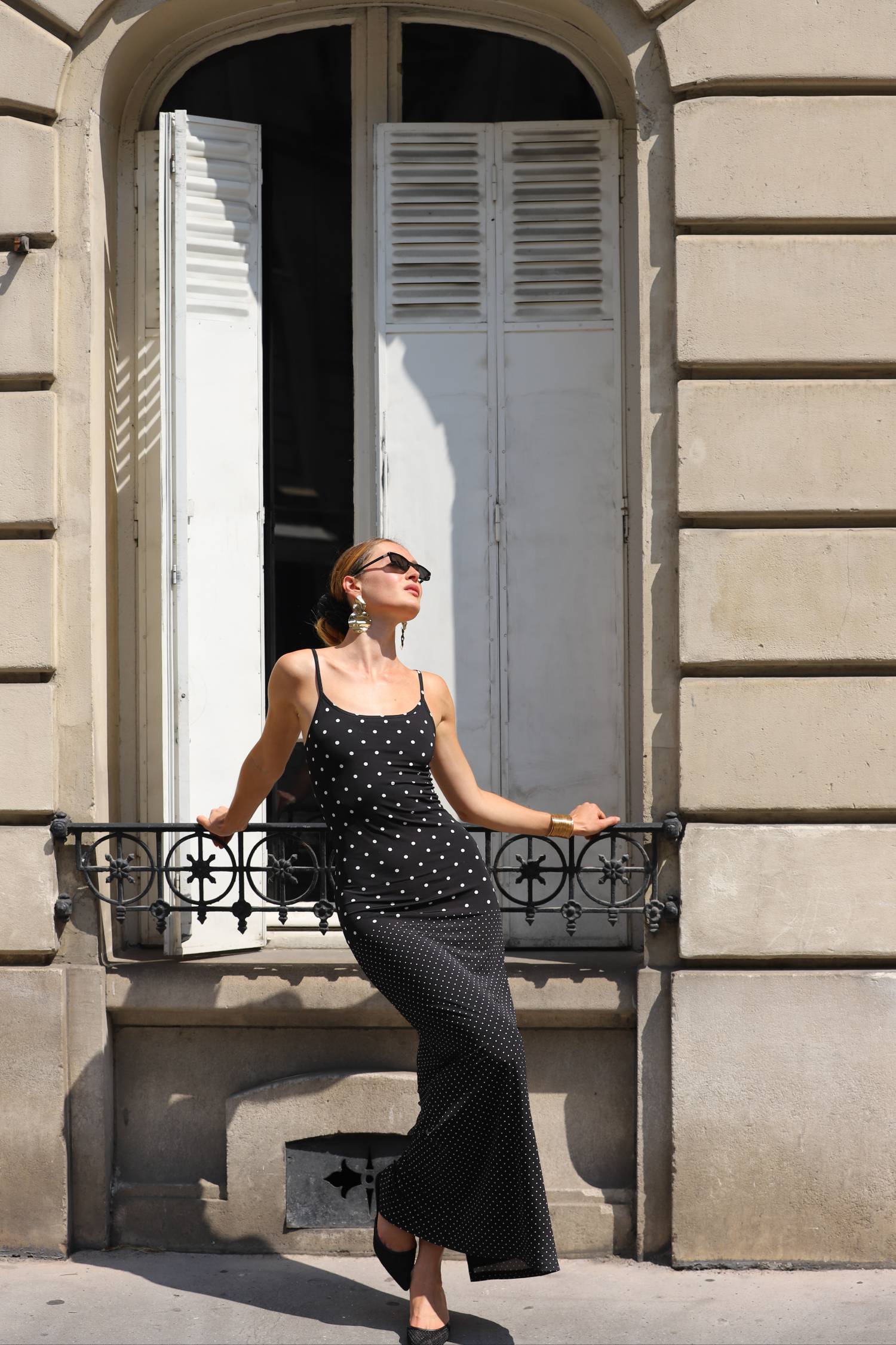 Slip Dress | Black Polka