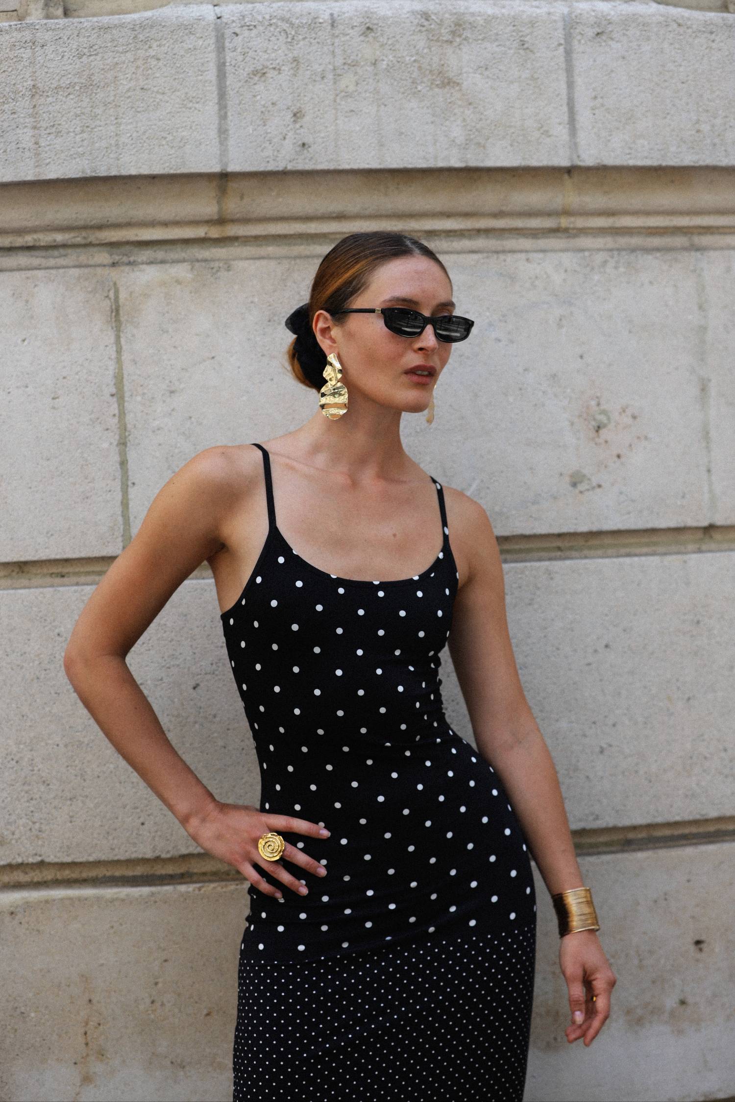 Slip Dress | Black Polka