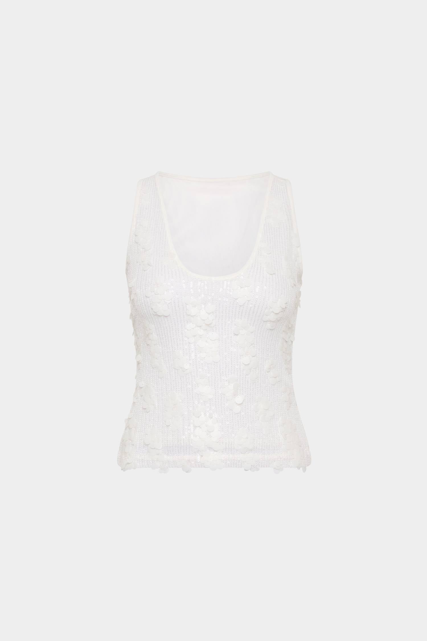 Tank Top Mesh | Ivory Sequin