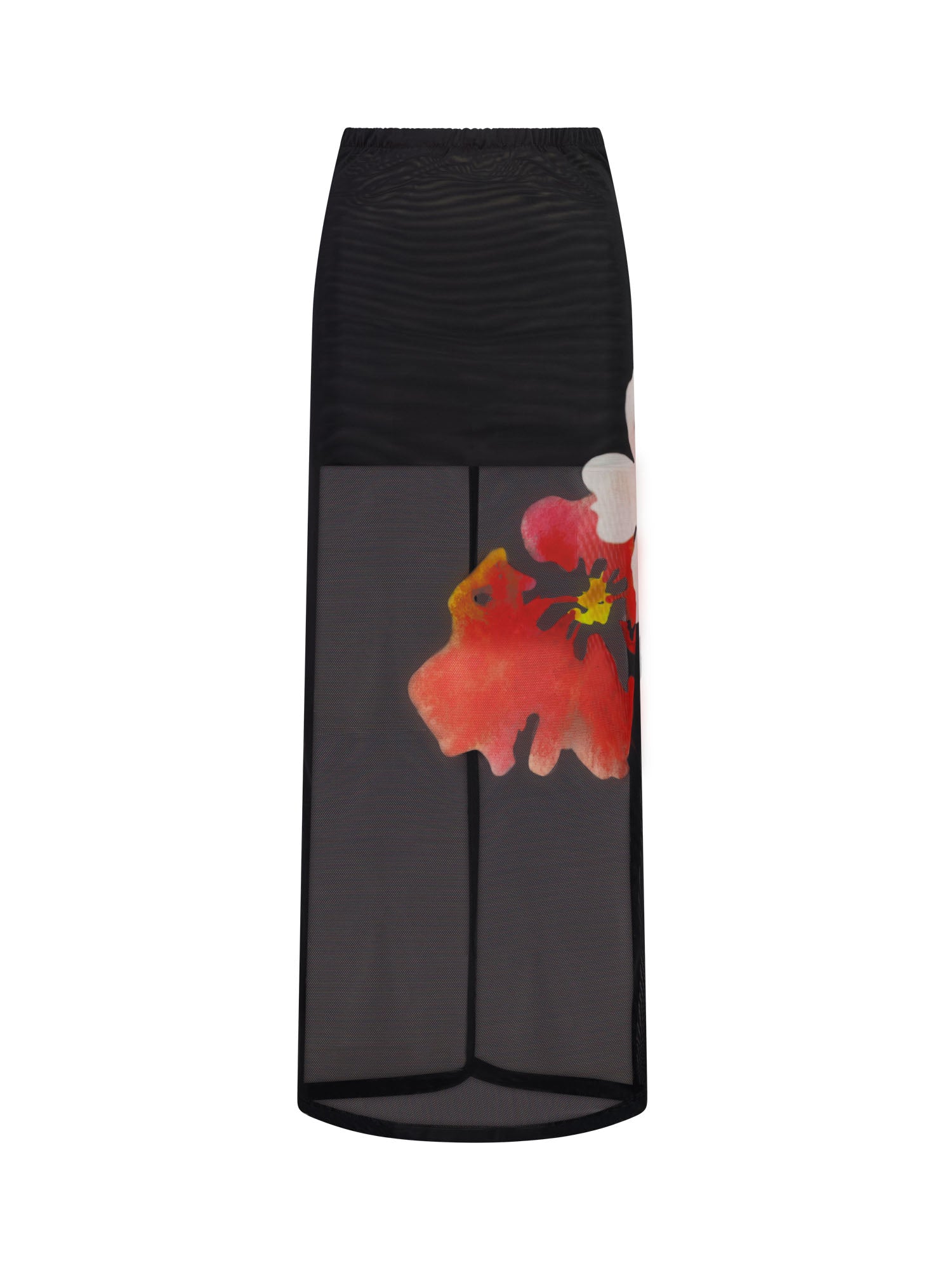 Mesh Maxi Skirt | Black Floral